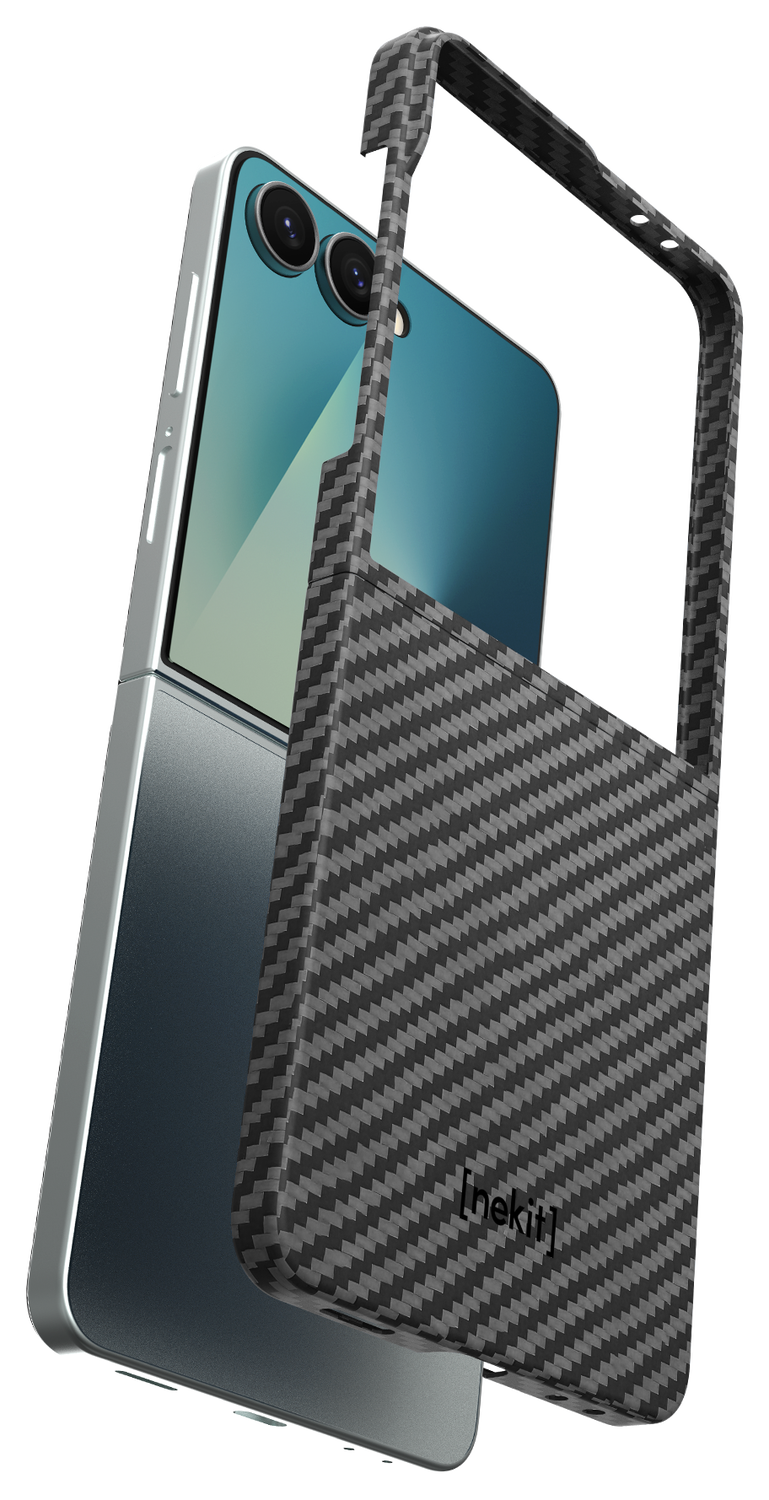 NEKIT Fiber Samsung Galaxy Z Flip 7 Hoesje MagSafe / Qi2 Back Cover Dun Zwart afbeelding 3