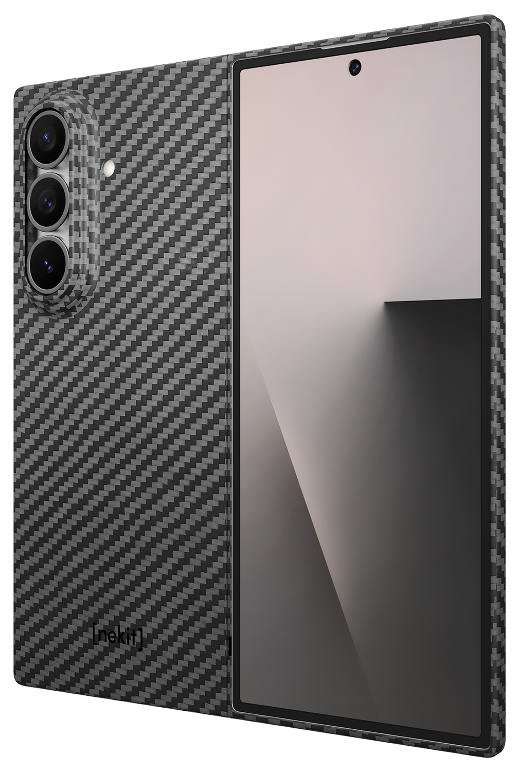 NEKIT Fiber Samsung Galaxy Z Fold 7 Hoesje MagSafe Kevlar Back Cover Dun Zwart afbeelding 9