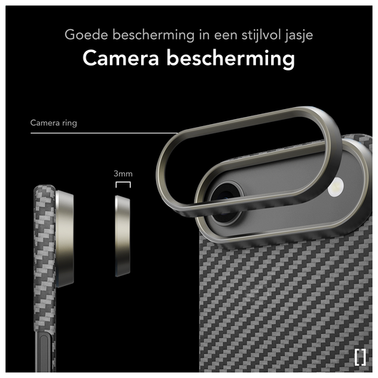 NEKIT Fiber Apple iPhone 17 Air Hoesje MagSafe Kevlar Back Cover Dun Zwart afbeelding 3