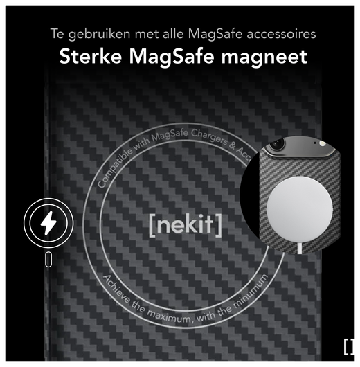 NEKIT Fiber Apple iPhone 17 Air Hoesje MagSafe Kevlar Back Cover Dun Zwart afbeelding 4