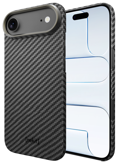 NEKIT Fiber Apple iPhone 17 Air Hoesje MagSafe Kevlar Back Cover Dun Zwart afbeelding 2