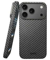 NEKIT Fiber Apple iPhone 17 Pro Hoesje MagSafe Kevlar Back Cover Dun Zwart afbeelding