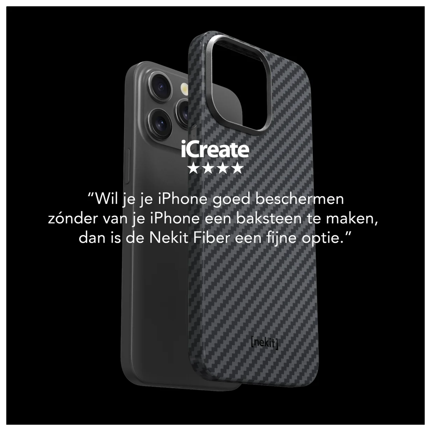 NEKIT Fiber Apple iPhone 17 Pro Max Hoesje MagSafe Kevlar Back Cover Dun Zwart afbeelding 5