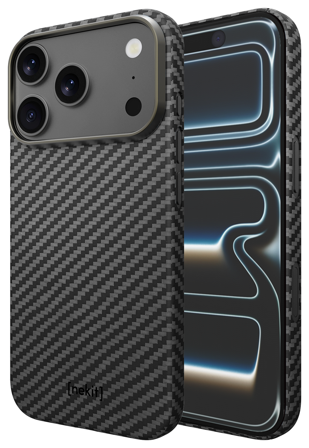 NEKIT Fiber Apple iPhone 17 Pro Max Hoesje MagSafe Kevlar Back Cover Dun Zwart afbeelding 2