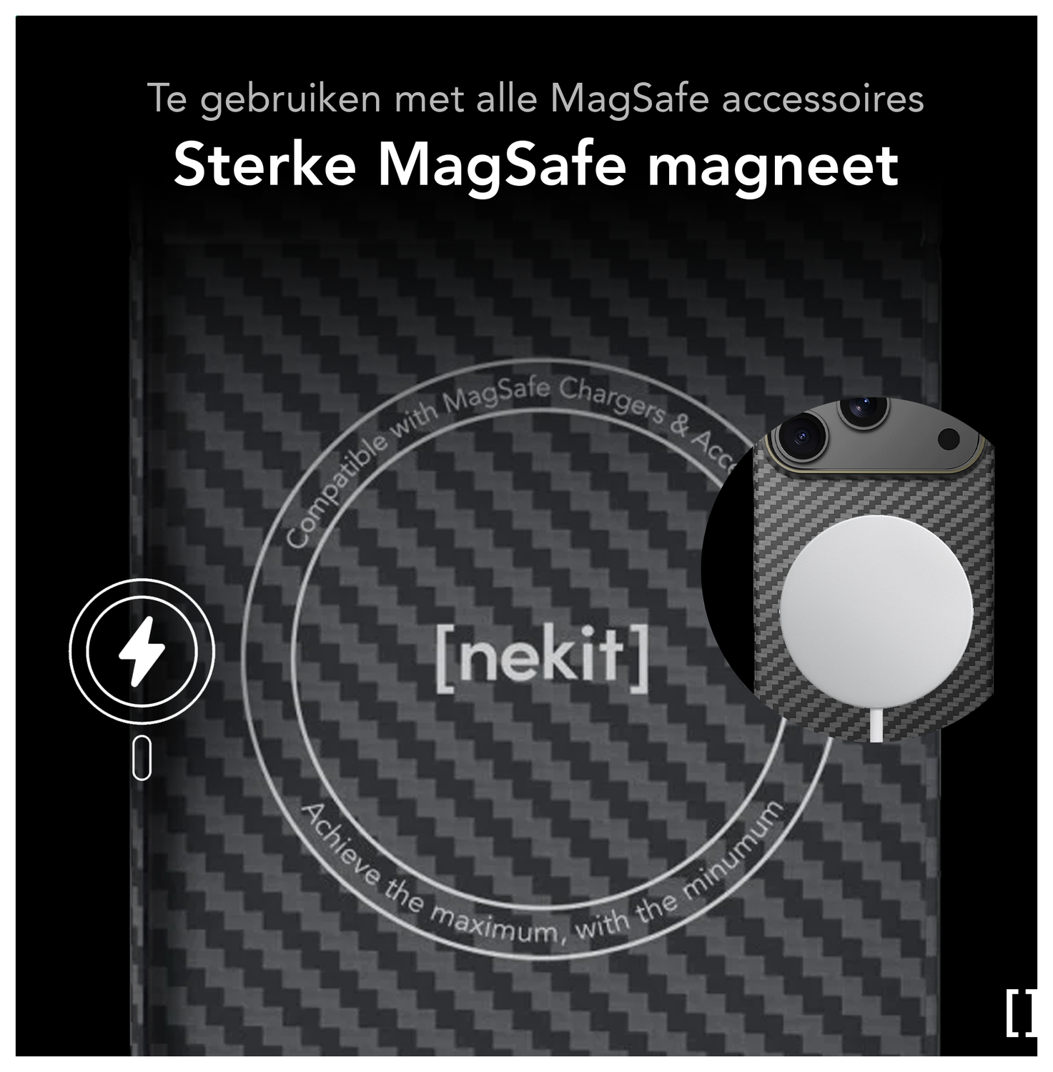 NEKIT Fiber Apple iPhone 17 Pro Max Hoesje MagSafe Kevlar Back Cover Dun Zwart afbeelding 6