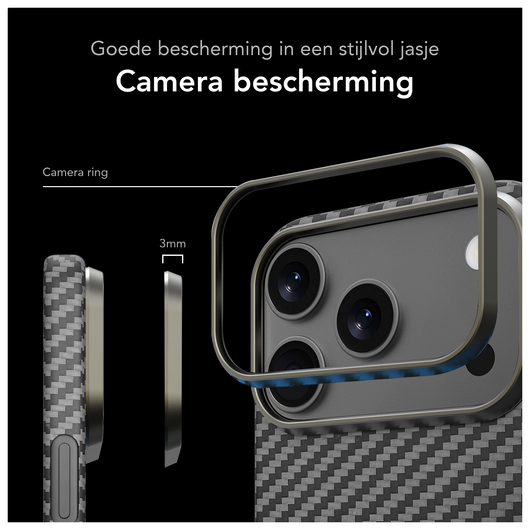 NEKIT Fiber Apple iPhone 17 Pro Max Hoesje MagSafe Kevlar Back Cover Dun Zwart afbeelding 3