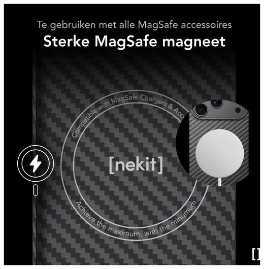 NEKIT Fiber Apple iPhone 17 Pro Max Hoesje MagSafe Kevlar Back Cover Dun Zwart afbeelding 6