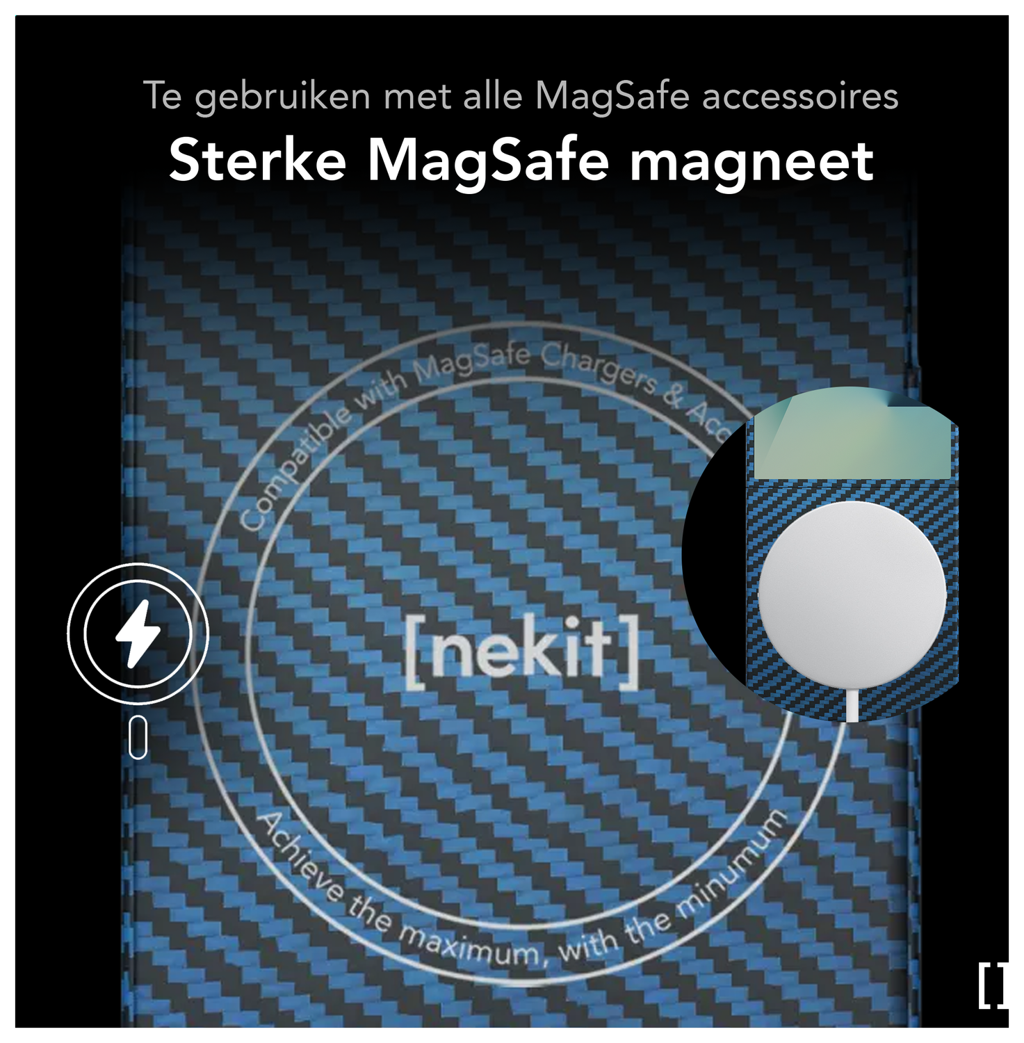 NEKIT Fiber Samsung Galaxy Z Flip 7 Hoesje MagSafe / Qi2 Kevlar Dun Blauw afbeelding 3