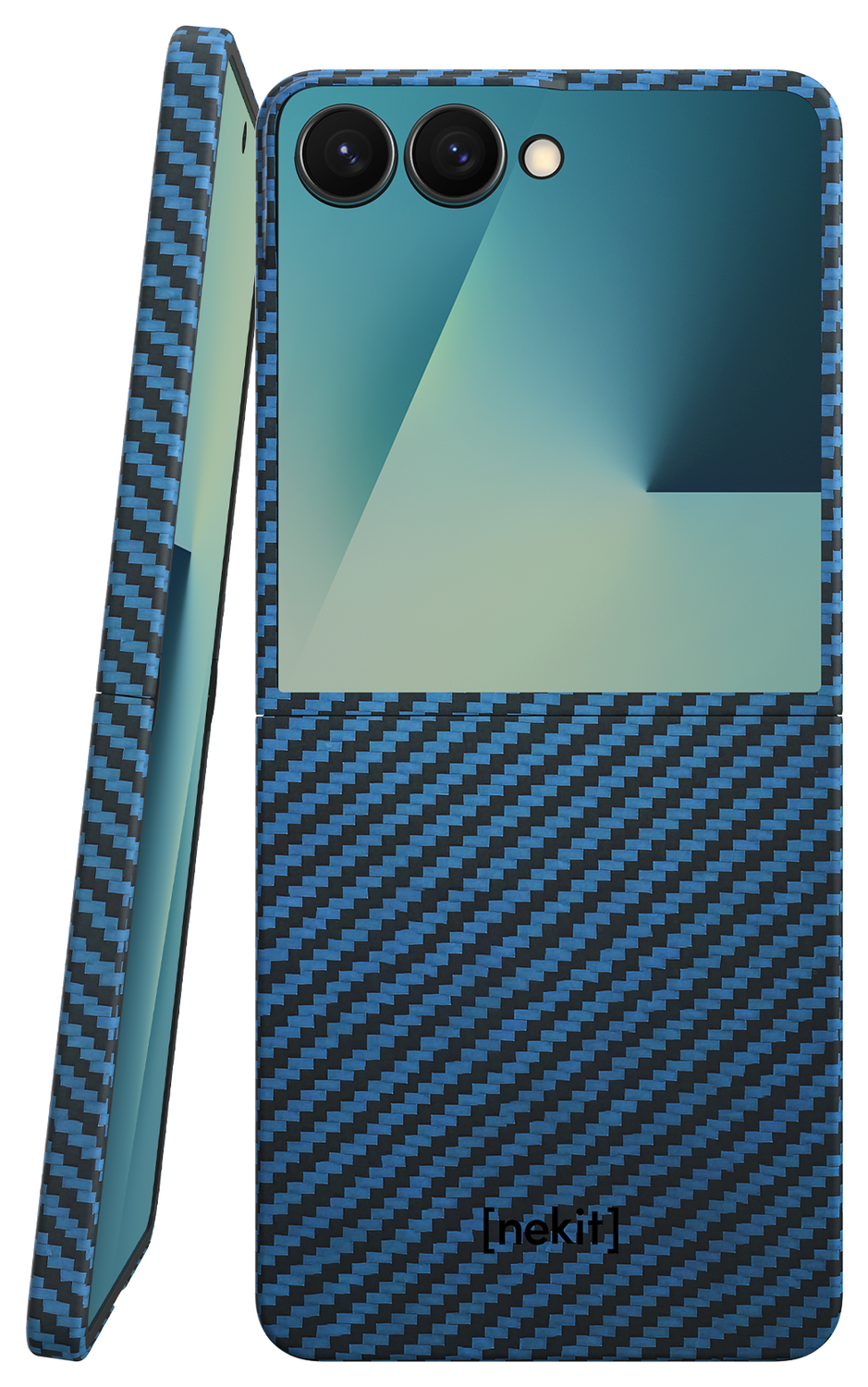 NEKIT Fiber Samsung Galaxy Z Flip 7 Hoesje MagSafe / Qi2 Kevlar Dun Blauw afbeelding 1