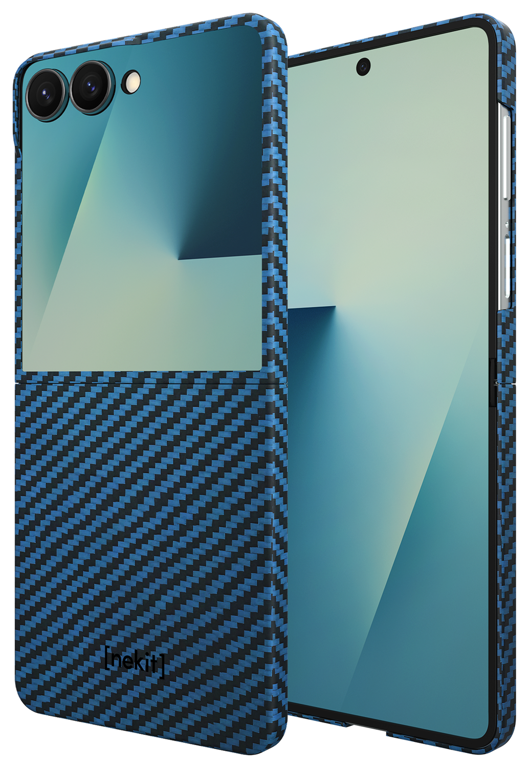 NEKIT Fiber Samsung Galaxy Z Flip 7 Hoesje MagSafe / Qi2 Kevlar Dun Blauw afbeelding 2