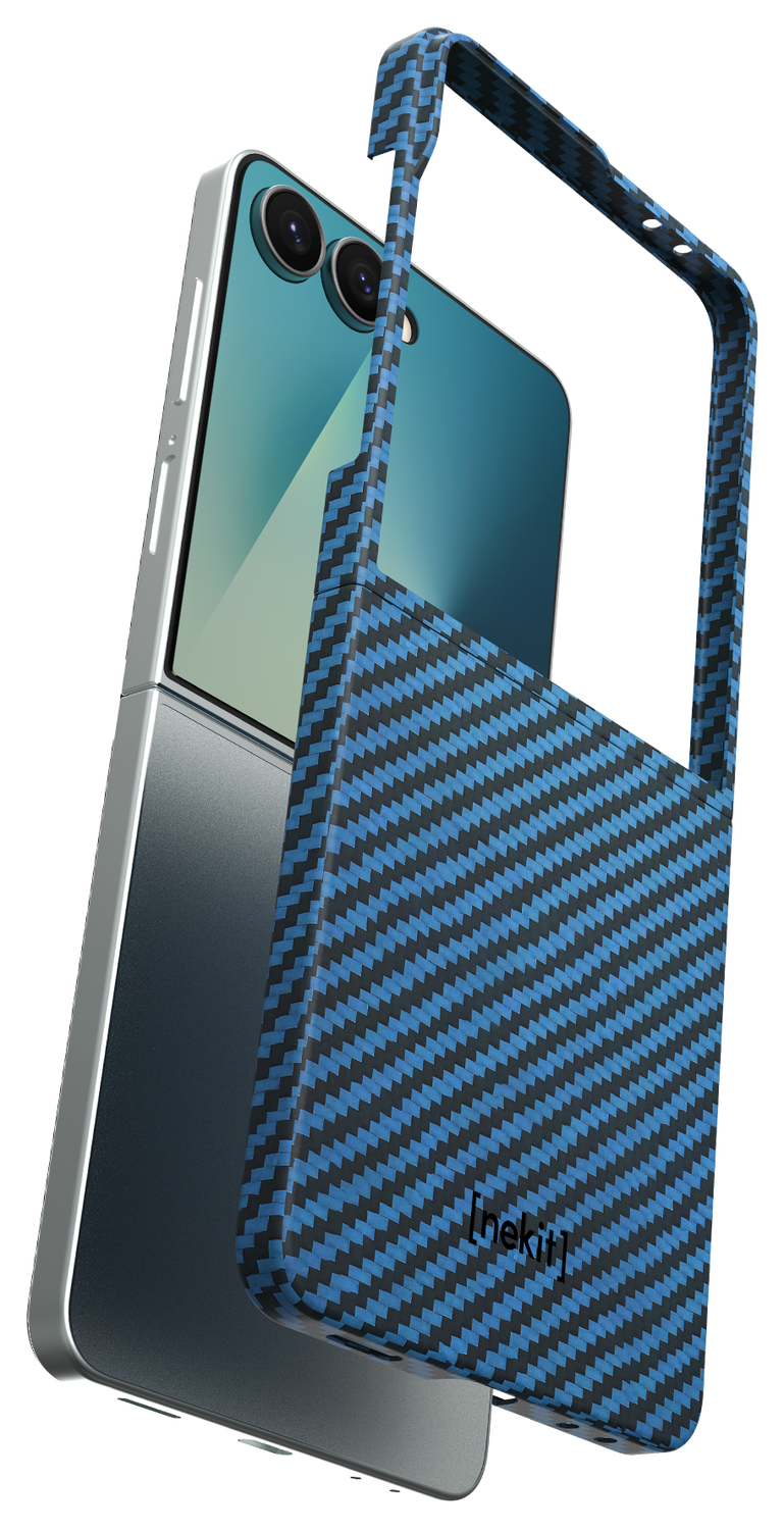 NEKIT Fiber Samsung Galaxy Z Flip 7 Hoesje MagSafe / Qi2 Kevlar Dun Blauw afbeelding 7