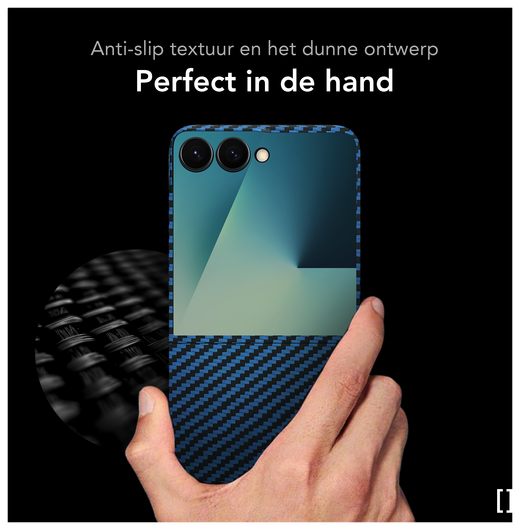 NEKIT Fiber Samsung Galaxy Z Flip 7 Hoesje MagSafe / Qi2 Kevlar Dun Blauw afbeelding 6