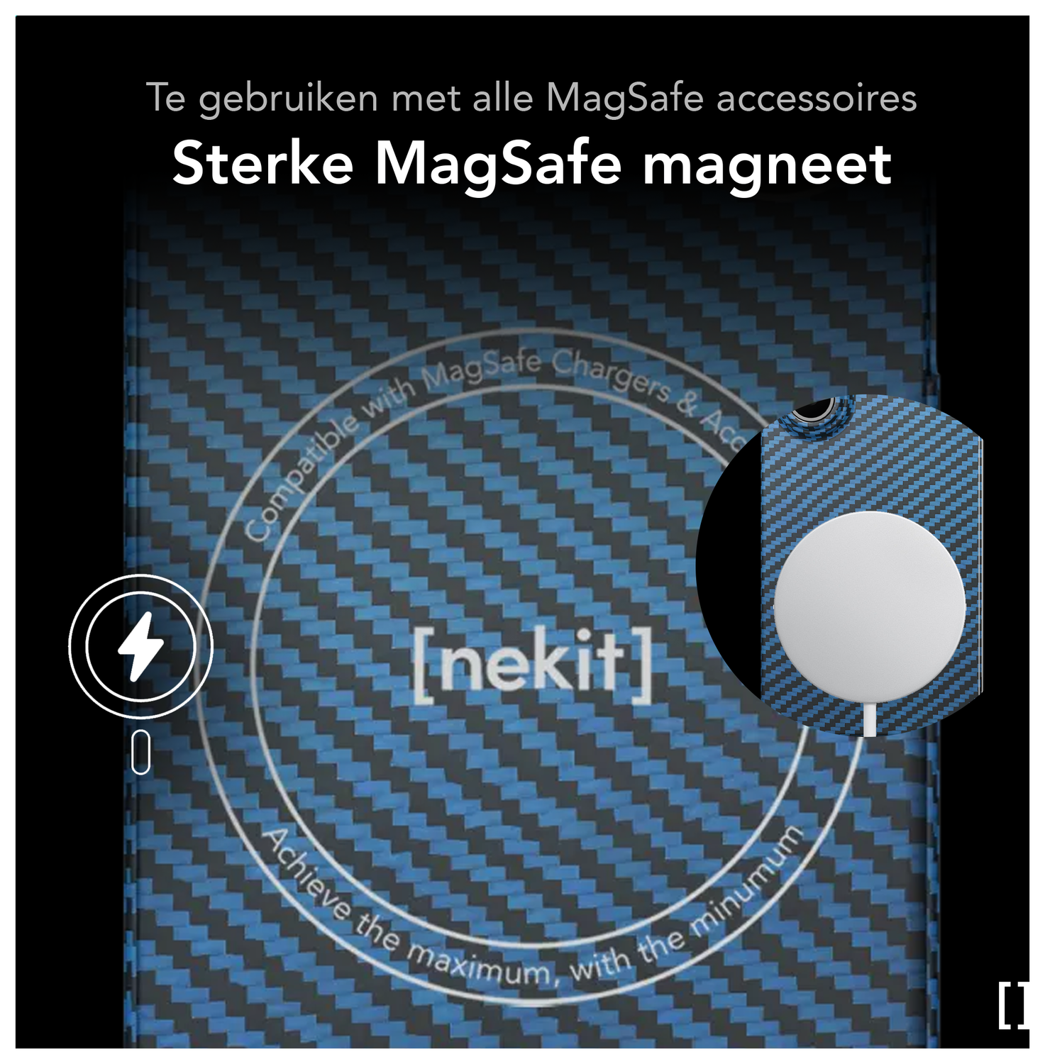 NEKIT Fiber Samsung Galaxy Z Fold 7 Hoesje MagSafe Kevlar Back Cover Dun Blauw afbeelding 5