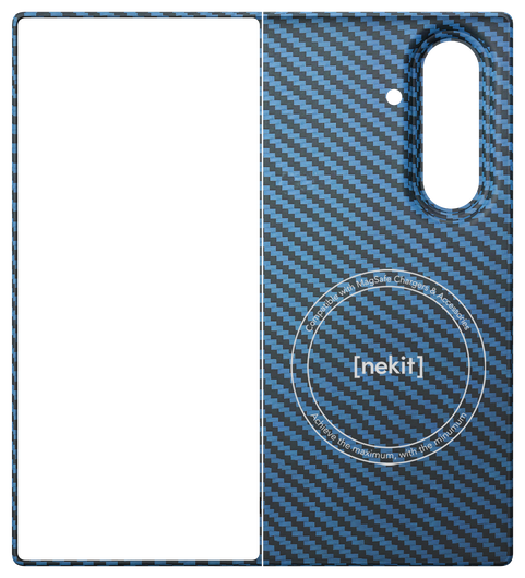 NEKIT Fiber Samsung Galaxy Z Fold 7 Hoesje MagSafe Kevlar Back Cover Dun Blauw afbeelding 6