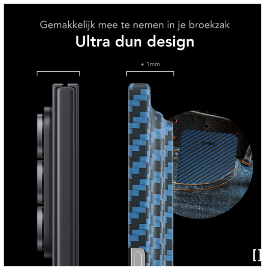 NEKIT Fiber Samsung Galaxy Z Fold 7 Hoesje MagSafe Kevlar Back Cover Dun Blauw afbeelding 3