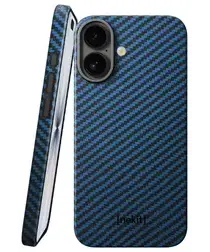 NEKIT Fiber Apple iPhone 17 Hoesje MagSafe Kevlar Back Cover Dun Blauw afbeelding