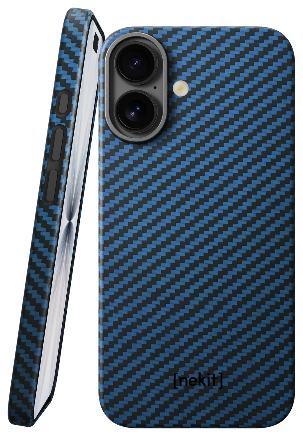 NEKIT Fiber Apple iPhone 17 Hoesje MagSafe Kevlar Back Cover Dun Blauw afbeelding 1