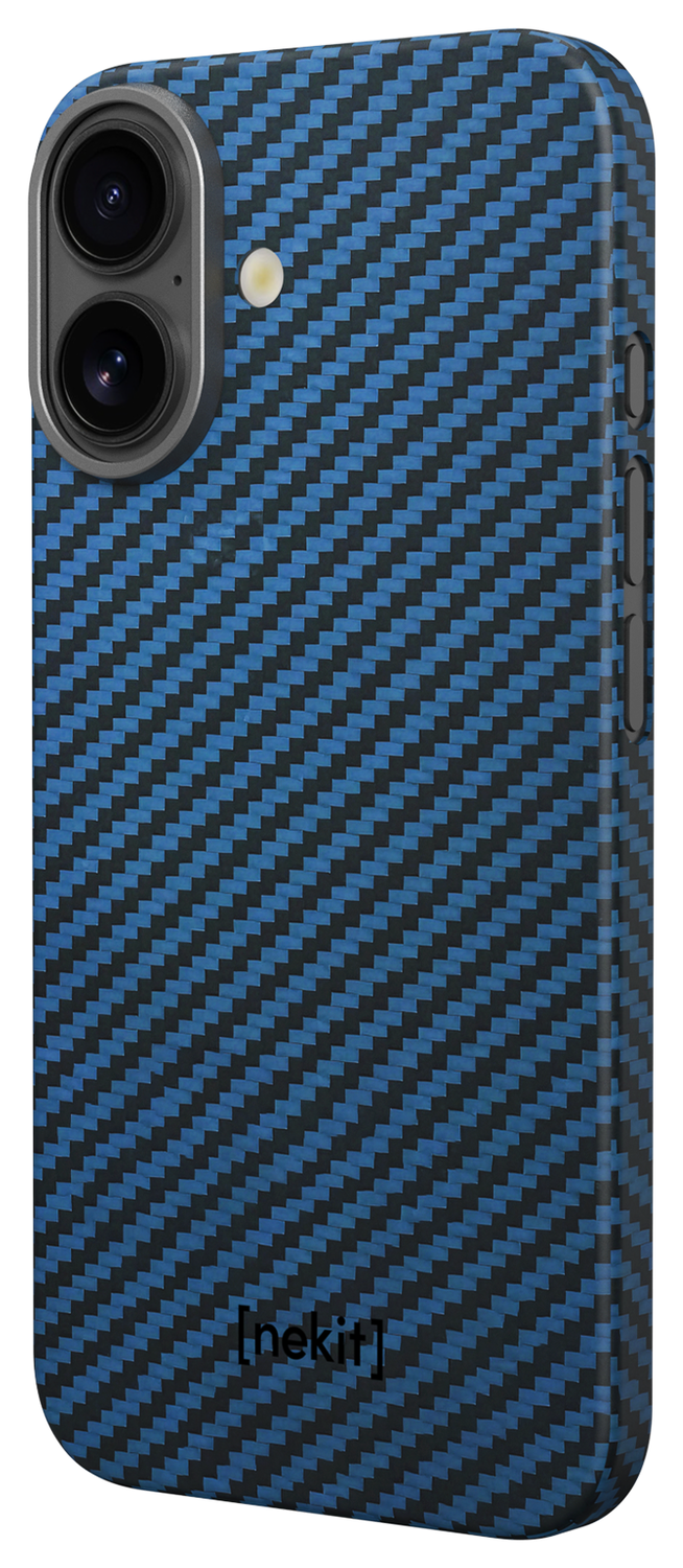NEKIT Fiber Apple iPhone 17 Hoesje MagSafe Kevlar Back Cover Dun Blauw afbeelding 12