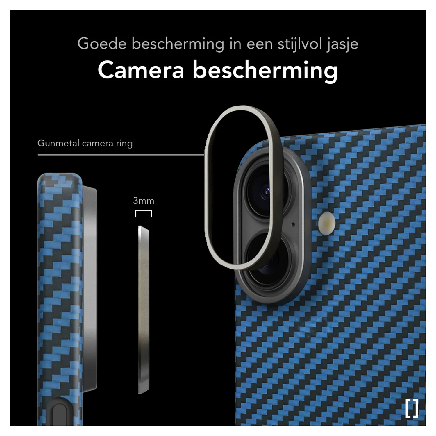 NEKIT Fiber Apple iPhone 17 Hoesje MagSafe Kevlar Back Cover Dun Blauw afbeelding 3