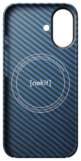 NEKIT Fiber Apple iPhone 17 Hoesje MagSafe Kevlar Back Cover Dun Blauw afbeelding 11
