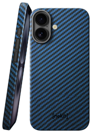 NEKIT Fiber Apple iPhone 17 Hoesje MagSafe Kevlar Back Cover Dun Blauw afbeelding