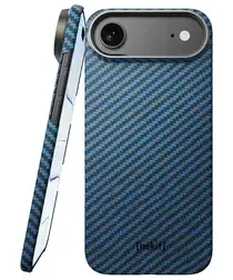 NEKIT Fiber Apple iPhone Air Hoesje MagSafe Kevlar Back Cover Dun Blauw afbeelding