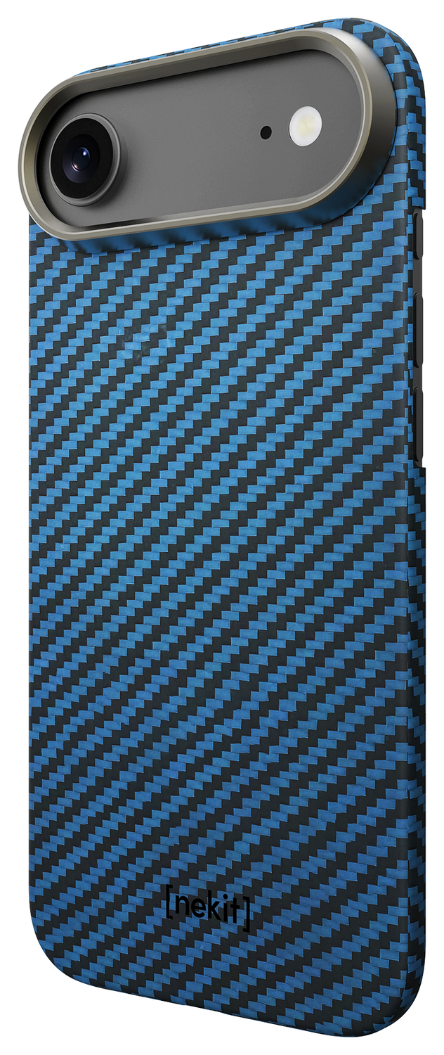 NEKIT Fiber Apple iPhone 17 Air Hoesje MagSafe Kevlar Back Cover Dun Blauw afbeelding 13