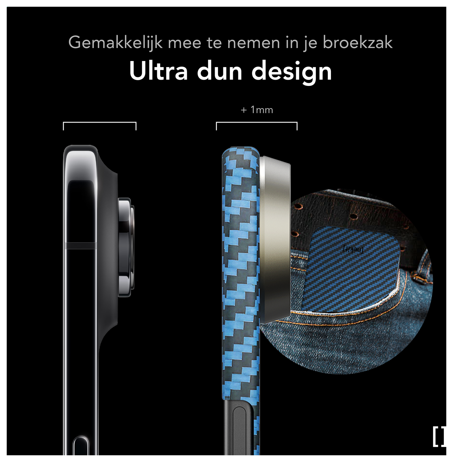NEKIT Fiber Apple iPhone 17 Air Hoesje MagSafe Kevlar Back Cover Dun Blauw afbeelding 4