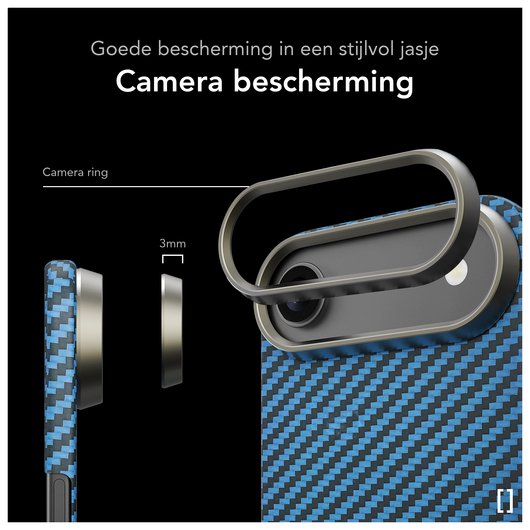 NEKIT Fiber Apple iPhone 17 Air Hoesje MagSafe Kevlar Back Cover Dun Blauw afbeelding 3