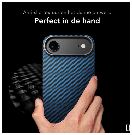 NEKIT Fiber Apple iPhone 17 Air Hoesje MagSafe Kevlar Back Cover Dun Blauw afbeelding 6