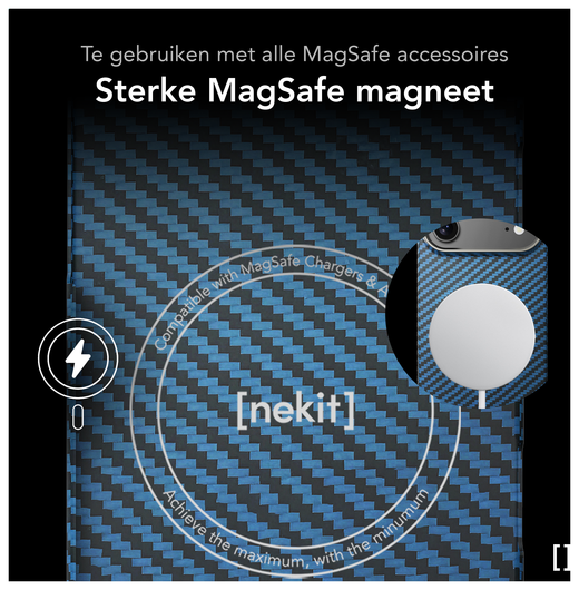 NEKIT Fiber Apple iPhone 17 Air Hoesje MagSafe Kevlar Back Cover Dun Blauw afbeelding 7