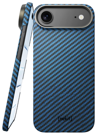 NEKIT Fiber Apple iPhone 17 Air Hoesje MagSafe Kevlar Back Cover Dun Blauw