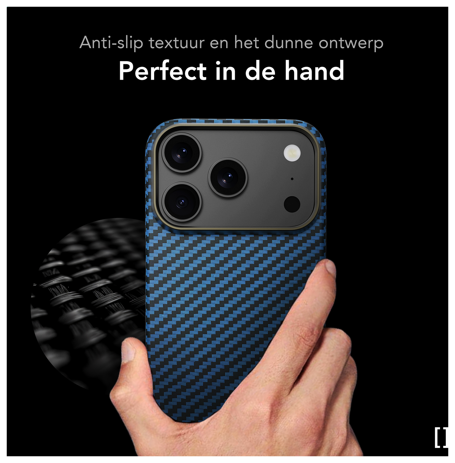 NEKIT Fiber Apple iPhone 17 Pro Max Hoesje MagSafe Kevlar Back Cover Dun Blauw afbeelding 7