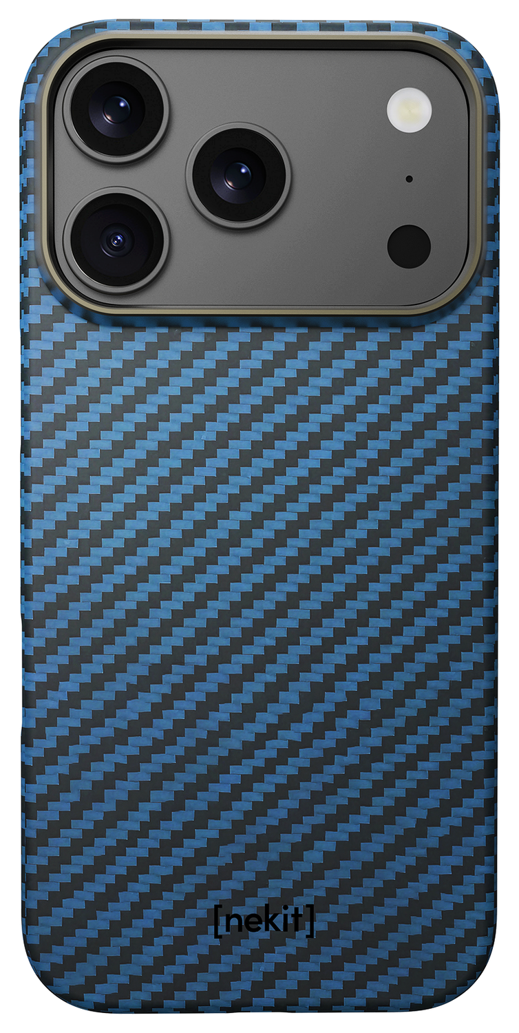 NEKIT Fiber Apple iPhone 17 Pro Max Hoesje MagSafe Kevlar Back Cover Dun Blauw afbeelding 10