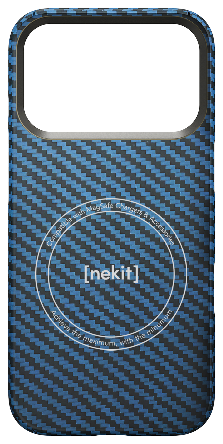 NEKIT Fiber Apple iPhone 17 Pro Max Hoesje MagSafe Kevlar Back Cover Dun Blauw afbeelding 12