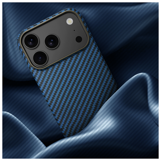 NEKIT Fiber Apple iPhone 17 Pro Max Hoesje MagSafe Kevlar Back Cover Dun Blauw afbeelding 16