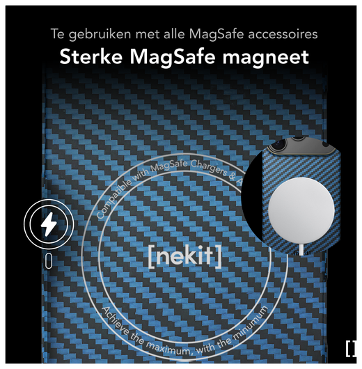 NEKIT Fiber Apple iPhone 17 Pro Max Hoesje MagSafe Kevlar Back Cover Dun Blauw afbeelding 6