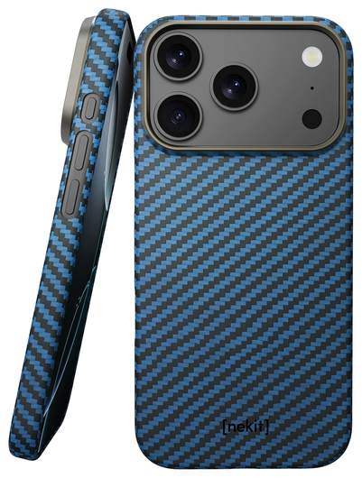 NEKIT Fiber Apple iPhone 17 Pro Max Hoesje MagSafe Kevlar Back Cover Dun Blauw afbeelding 1
