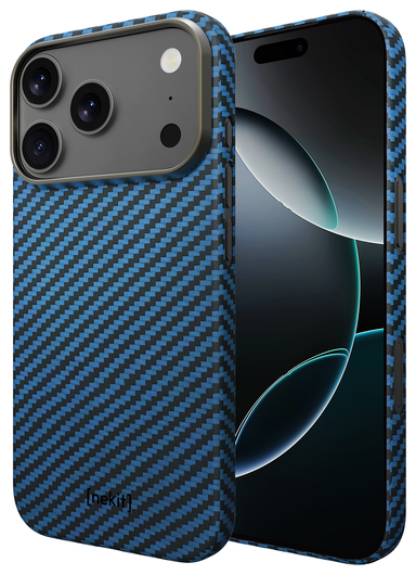 NEKIT Fiber Apple iPhone 17 Pro Max Hoesje MagSafe Kevlar Back Cover Dun Blauw afbeelding 2