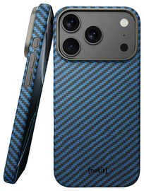 NEKIT Fiber Apple iPhone 17 Pro Max Hoesje MagSafe Kevlar Back Cover Dun Blauw afbeelding