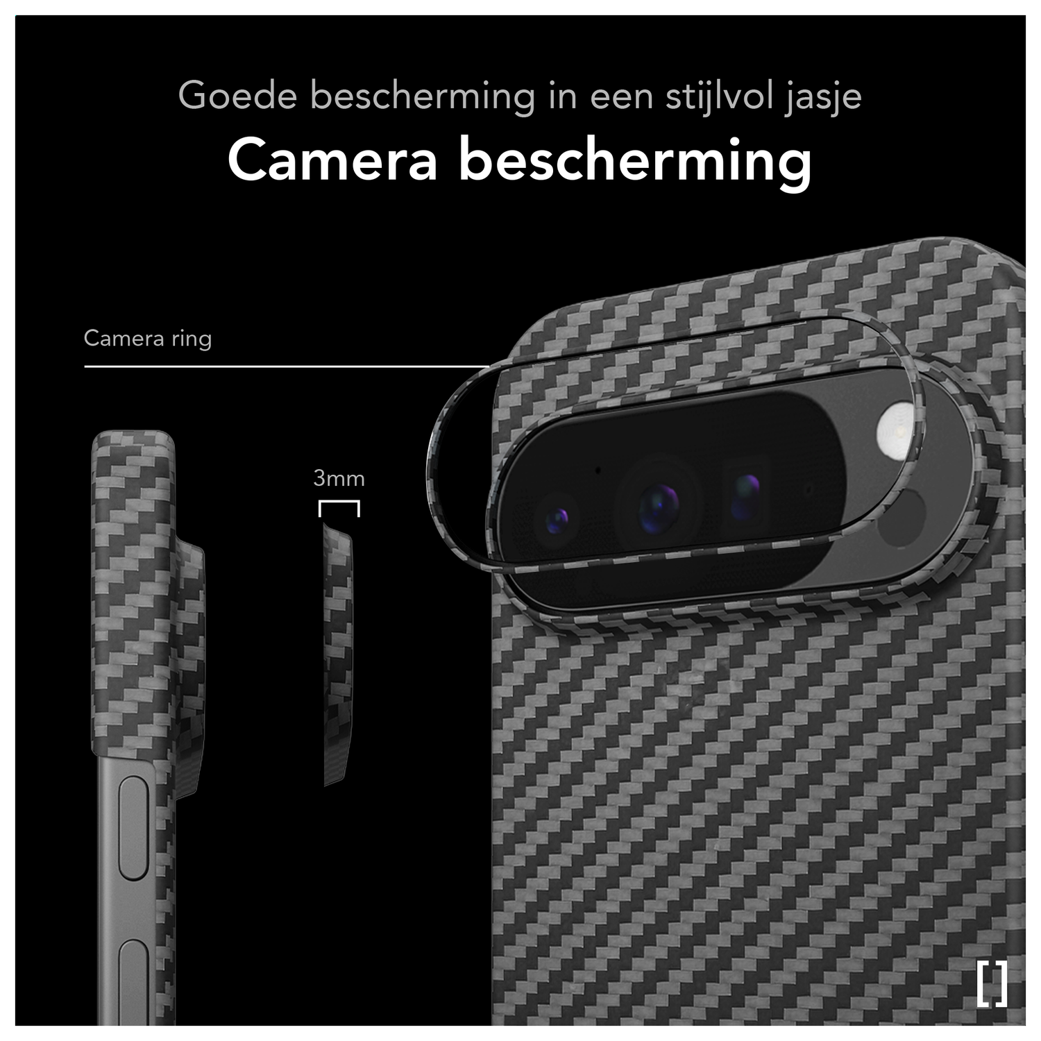 NEKIT Fiber PixelSnap Google Pixel 10 / 10 Pro Hoesje MagSafe / Qi2 Kevlar Zwart afbeelding 5