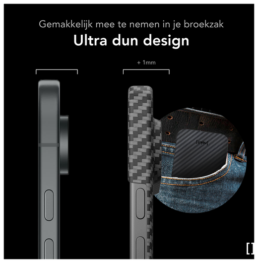NEKIT Fiber PixelSnap Google Pixel 10 / 10 Pro Hoesje MagSafe / Qi2 Kevlar Zwart afbeelding 3