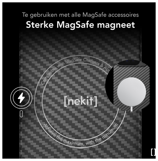 NEKIT Fiber PixelSnap Google Pixel 10 / 10 Pro Hoesje MagSafe / Qi2 Kevlar Zwart afbeelding 4