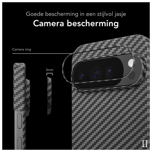 NEKIT Fiber PixelSnap Google Pixel 10 / 10 Pro Hoesje MagSafe / Qi2 Kevlar Zwart afbeelding 5
