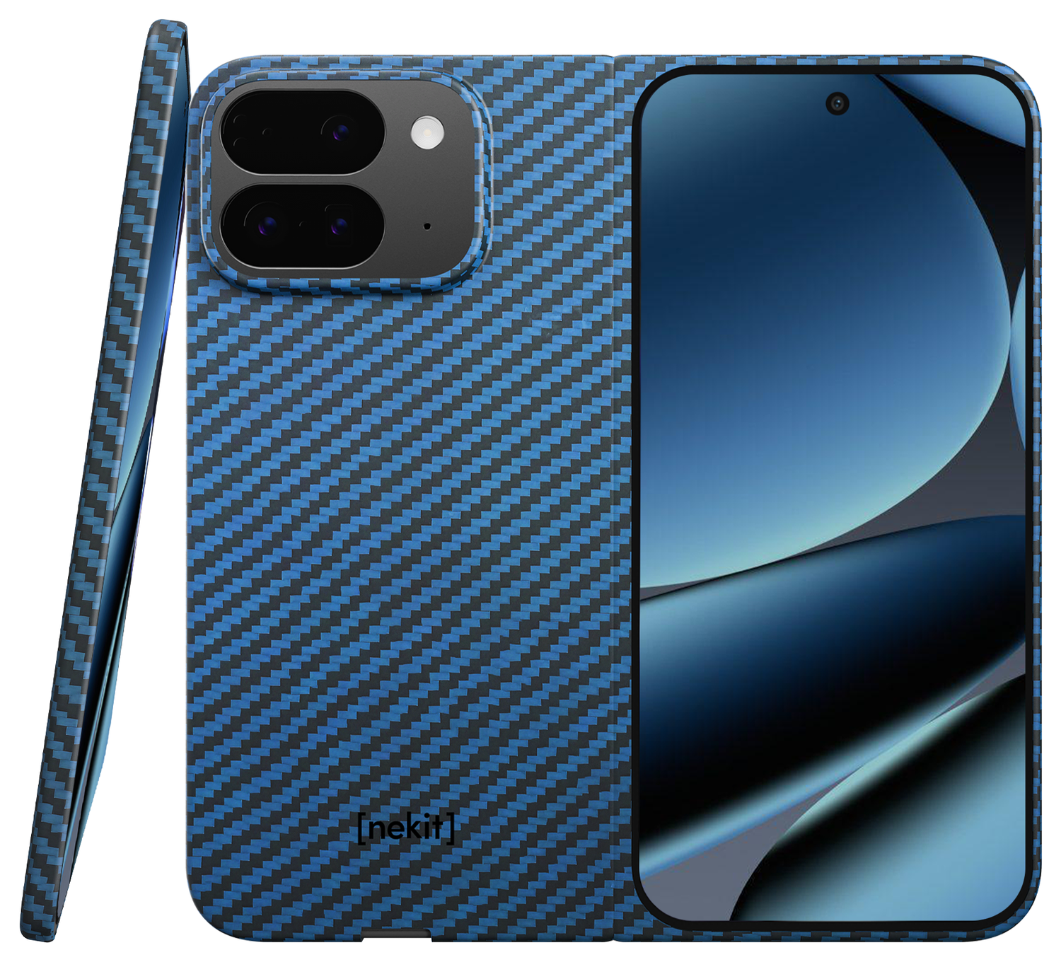 NEKIT Fiber PixelSnap Google Pixel 10 Pro Fold Hoesje MagSafe / Qi2 Kevlar Blauw afbeelding 1