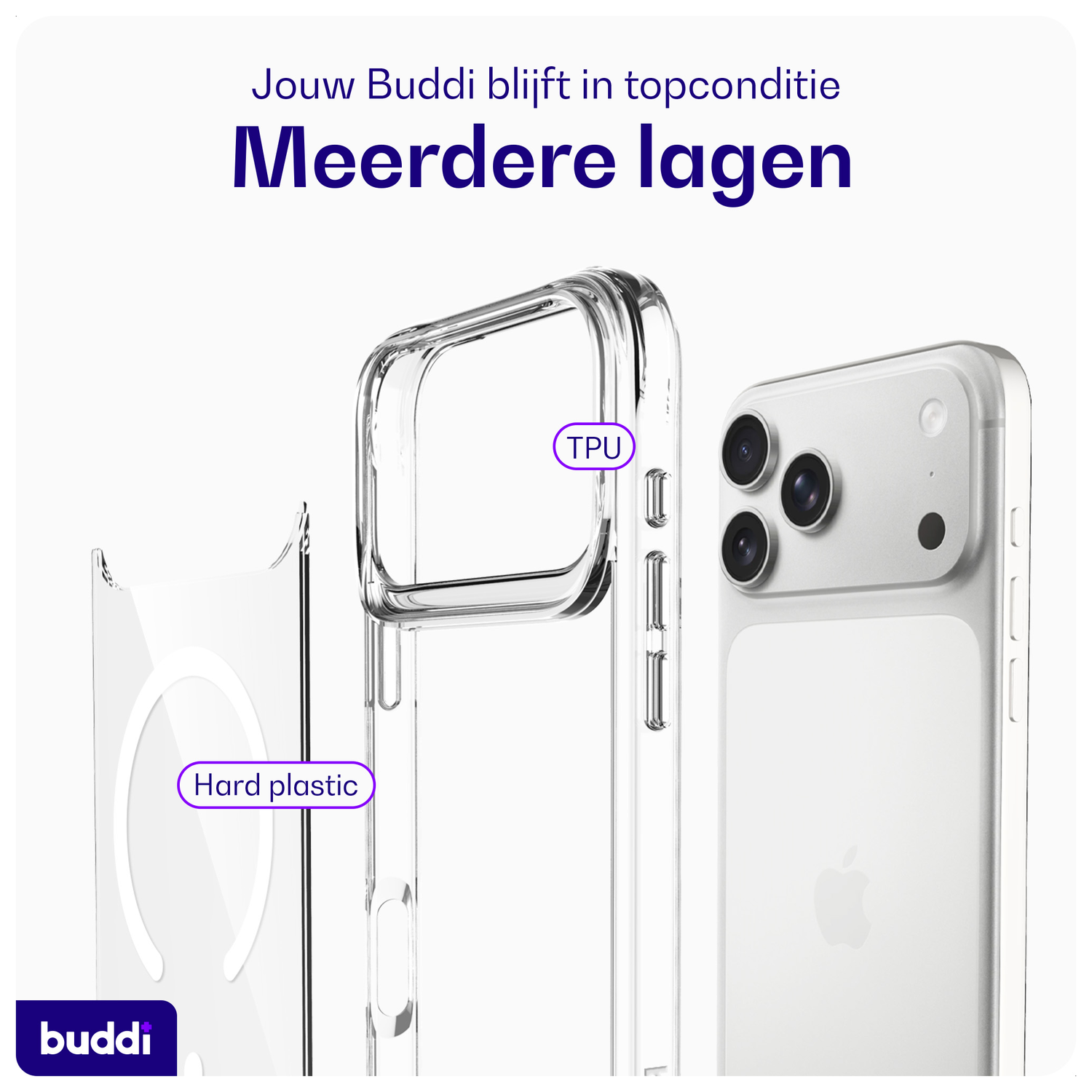 Buddi Core Apple iPhone 17 Pro Max Hoesje MagSafe Back Cover Clear afbeelding 7