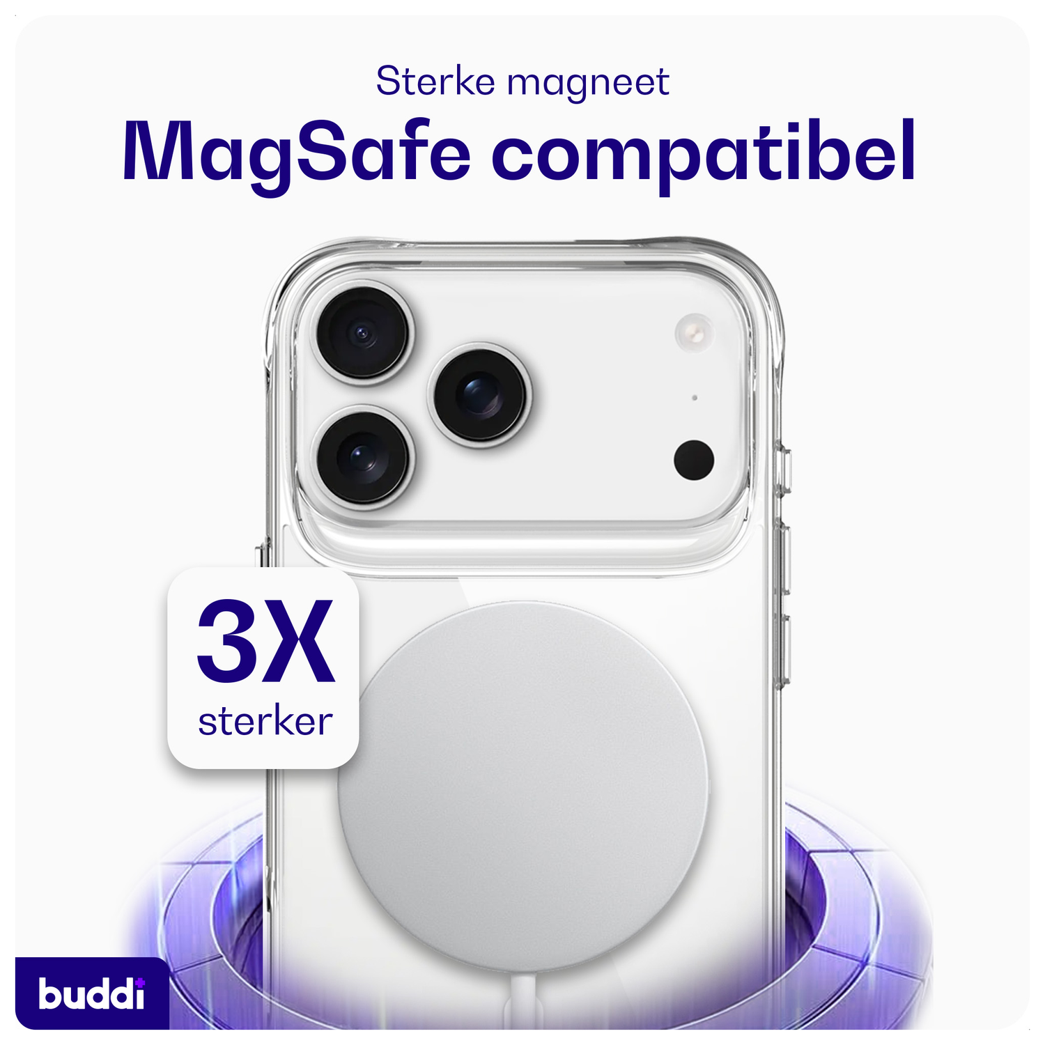 Buddi Core Apple iPhone 17 Pro Max Hoesje MagSafe Back Cover Clear afbeelding 3