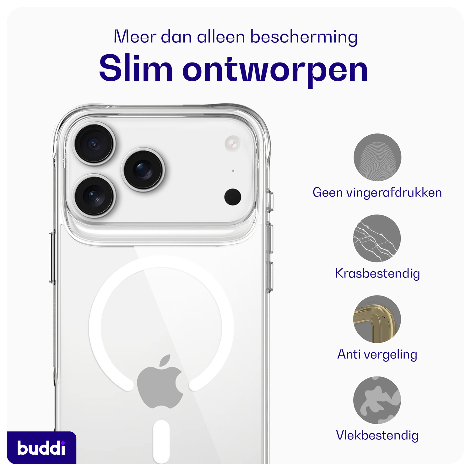 Buddi Core Apple iPhone 17 Pro Max Hoesje MagSafe Back Cover Clear afbeelding 6