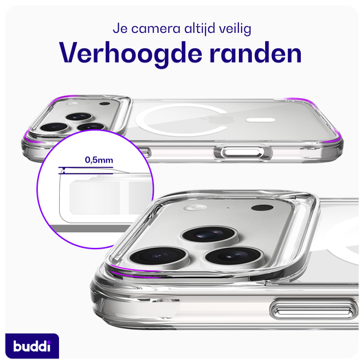 Buddi Core Apple iPhone 17 Pro Max Hoesje MagSafe Back Cover Clear afbeelding 4