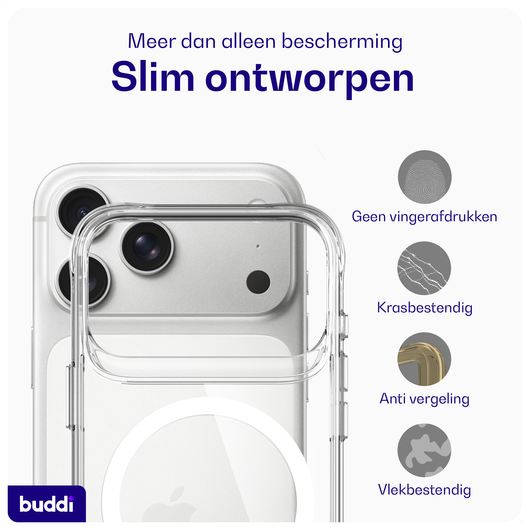 Buddi Core Apple iPhone 17 Pro Max Hoesje MagSafe Back Cover Clear afbeelding 5